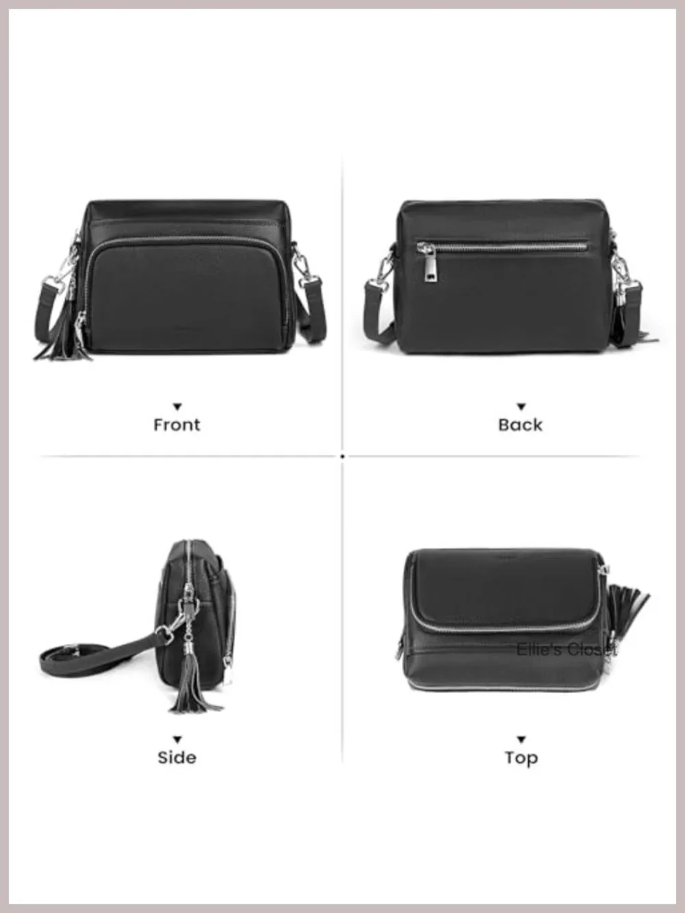 Genuine Leather Crossbody Bag with RFID Wallet Tassel Travel Purse